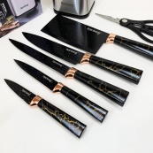 Набір ножів з нержавіючої сталі з підставою Rainberg RB-2325 Black. Зображення №7