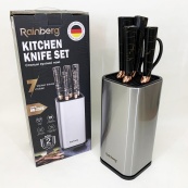 Набір ножів з нержавіючої сталі з підставою Rainberg RB-2325 Black. Зображення №8