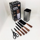 Набір ножів із нержавіючої сталі з основою Rainberg RB-2325 Brown. Зображення №3