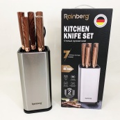 Набір ножів із нержавіючої сталі з основою Rainberg RB-2325 Brown. Зображення №4