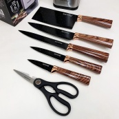 Набір ножів із нержавіючої сталі з основою Rainberg RB-2325 Brown. Зображення №5