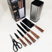 Набір ножів із нержавіючої сталі з основою Rainberg RB-2325 Brown. Зображення №6