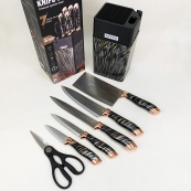 Набір ножів із нержавіючої сталі з основою Rainberg RB-2326 Black. Зображення №3