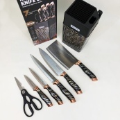 Набір ножів із нержавіючої сталі з основою Rainberg RB-2326 Black. Зображення №4