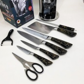 Набір кухонних ножів Rainberg RB-2499 8 предметів на підставці, що обертається Black. Зображення №2