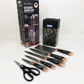 Набір ножів із нержавіючої сталі з основою Rainberg RB-2326 Black. Зображення №5