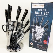 Набір кухонних ножів Rainberg RB-2499 8 предметів на підставці, що обертається Black. Зображення №3