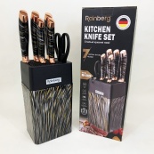 Набір ножів із нержавіючої сталі з основою Rainberg RB-2326 Black. Зображення №6
