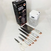 Набір ножів із нержавіючої сталі з основою Rainberg RB-2326 White. Зображення №3