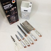 Набір ножів із нержавіючої сталі з основою Rainberg RB-2326 White. Зображення №4