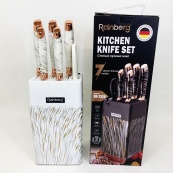 Набір ножів із нержавіючої сталі з основою Rainberg RB-2326 White. Зображення №6