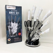 Набір кухонних ножів Rainberg RB-2499 8 предметів на підставці, що обертається White. Зображення №3