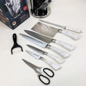 Набір кухонних ножів Rainberg RB-2499 8 предметів на підставці, що обертається White. Зображення №4