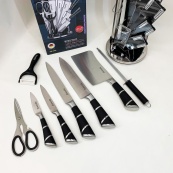 Набір кухонних ножів Rainberg RB-2499 8 предметів на підставці, що обертається Смуги. Зображення №5