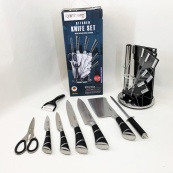 Набір кухонних ножів Rainberg RB-2499 8 предметів на підставці, що обертається Смуги. Зображення №6