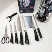 Набір кухонних ножів Rainberg RB-2499 8 предметів на підставці, що обертається Black. Зображення №8