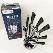 Набір кухонних ножів Rainberg RB-2499 8 предметів на підставці, що обертається Black. Зображення №9