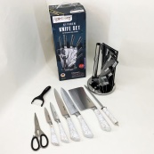 Набір кухонних ножів Rainberg RB-2499 8 предметів на підставці, що обертається White. Зображення №7