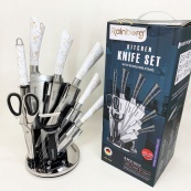 Набір кухонних ножів Rainberg RB-2499 8 предметів на підставці, що обертається White. Зображення №8