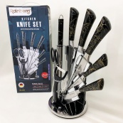 Набір кухонних ножів Rainberg RB-2499 8 предметів на підставці, що обертається Black. Зображення №10