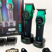 Комплект VGR 2 в 1 V-885 S2 GREEN, аккумуляторная машинка для стрижки и триммер. Изображение №8