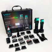 Комплект VGR 2 в 1 V-885 S2 GREEN, аккумуляторная машинка для стрижки и триммер. Изображение №13