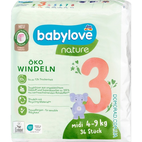 Babylove Підгузки NATURE Слон (розмір 3) 36шт. Babylove Підгузки NATURE Слон (розмір 3) 36шт.
