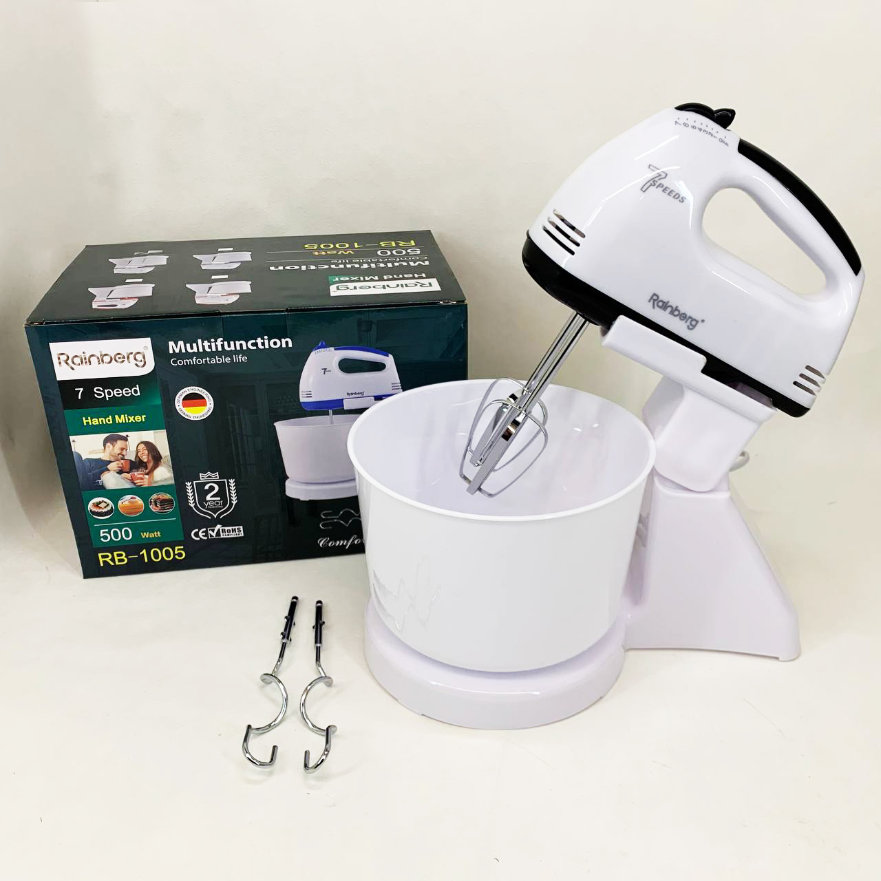 Міксер 7 швидкостей із чашею 2 л Rainberg RB-1005 500Вт Black Міксер 7 швидкостей із чашею 2 л Rainberg RB-1005 500Вт Black