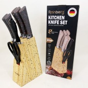 Набор ножей из нержавеющей стали с основанием Rainberg RB-2328 Gray. Изображение №4