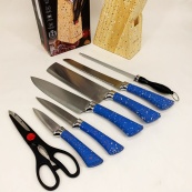 Набір ножів із нержавіючої сталі з основою Rainberg RB-2328 Blue. Зображення №2 Набір ножів із нержавіючої сталі з основою Rainberg RB-2328 Blue. Зображення №2