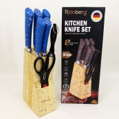 Набір ножів із нержавіючої сталі з основою Rainberg RB-2328 Blue. Зображення №3 Набір ножів із нержавіючої сталі з основою Rainberg RB-2328 Blue. Зображення №3