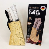 Набір ножів із нержавіючої сталі з основою Rainberg RB-2328 White. Зображення №3