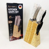 Набір ножів із нержавіючої сталі з основою Rainberg RB-2328 White. Зображення №5