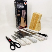 Набір ножів із нержавіючої сталі з основою Rainberg RB-2328 White. Зображення №7