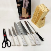 Набір ножів із нержавіючої сталі з основою Rainberg RB-2328 White. Зображення №8