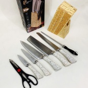 Набір ножів із нержавіючої сталі з основою Rainberg RB-2328 White. Зображення №9