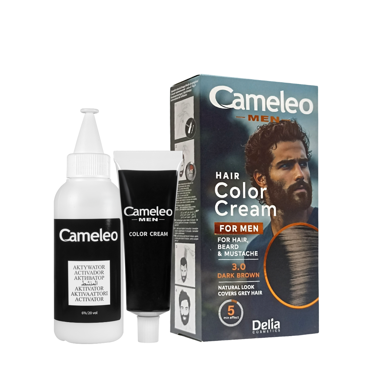 Фарба для бороди, вусів Delia Cameleo Men 3.0 Темно-коричнева, 30 мл Фарба для бороди, вусів Delia Cameleo Men 3.0 Темно-коричнева, 30 мл