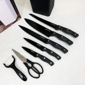 Набір ножів із нержавіючої сталі з основою Rainberg RB-2327 Black. Зображення №4