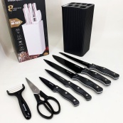 Набір ножів із нержавіючої сталі з основою Rainberg RB-2327 Black. Зображення №5