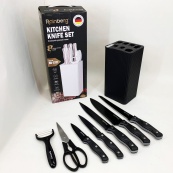 Набір ножів із нержавіючої сталі з основою Rainberg RB-2327 Black. Зображення №6