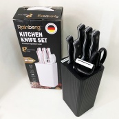 Набір ножів із нержавіючої сталі з основою Rainberg RB-2327 Black. Зображення №7