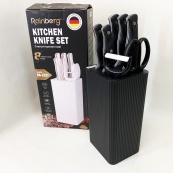 Набір ножів із нержавіючої сталі з основою Rainberg RB-2327 Black. Зображення №8