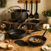 Набор кухонной посуды Edenberg EB-8182 с мраморным антипригарным покрытием 17 предметов. Изображение №2