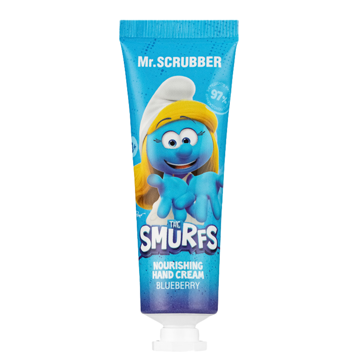 Дитячий крем для рук The Smurfs Smurfberry Mr. Scrubber з ароматом чорниці 30 мл Дитячий крем для рук The Smurfs Smurfberry Mr. Scrubber з ароматом чорниці 30 мл