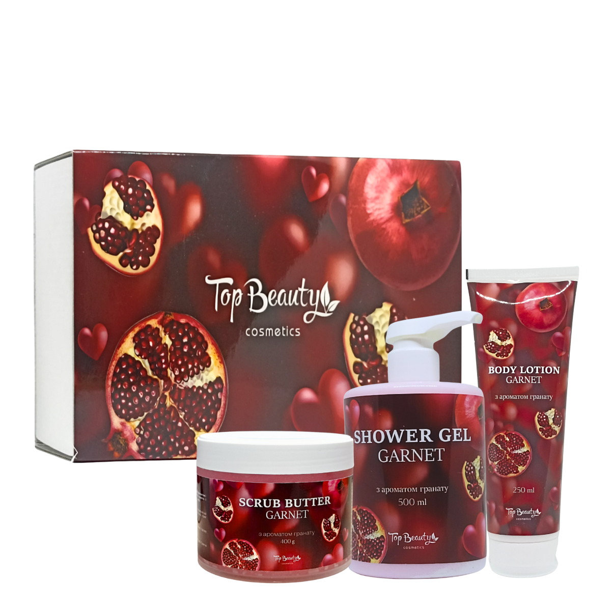 Подарунковий набір косметики для тіла Top Beauty "Гранатова пристрасть" 3 в 1 Подарунковий набір косметики для тіла Top Beauty "Гранатова пристрасть" 3 в 1