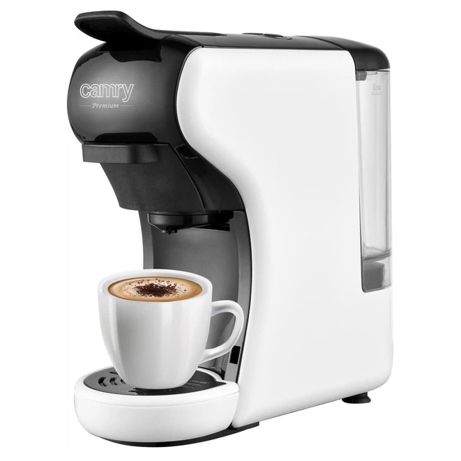 Капсульна кавомашина Camry CR 4414 3000Вт рожкова для меленої кави та 5 адаптерів для капсул White Капсульна кавомашина Camry CR 4414 3000Вт рожкова для меленої кави та 5 адаптерів для капсул White