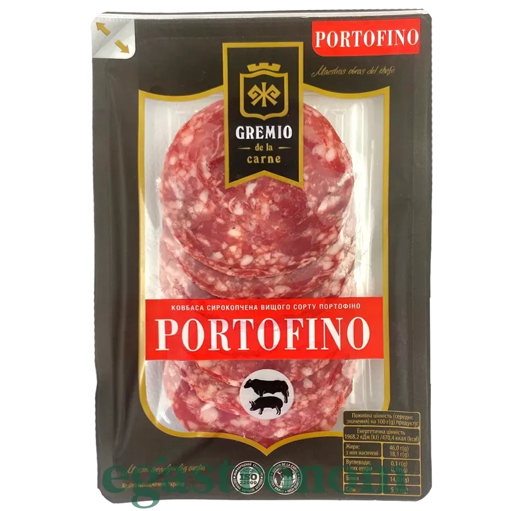 Ковбаса нарізка сирокопчена портофіно Греміо Gremio portofino 75g 12шт/ящ Ковбаса нарізка сирокопчена портофіно Греміо Gremio portofino 75g 12шт/ящ