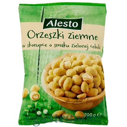 Арахіс в паніровці Алесто Alesto cruspies cebulki 200g 24шт/ящ Арахіс в паніровці Алесто Alesto cruspies cebulki 200g 24шт/ящ