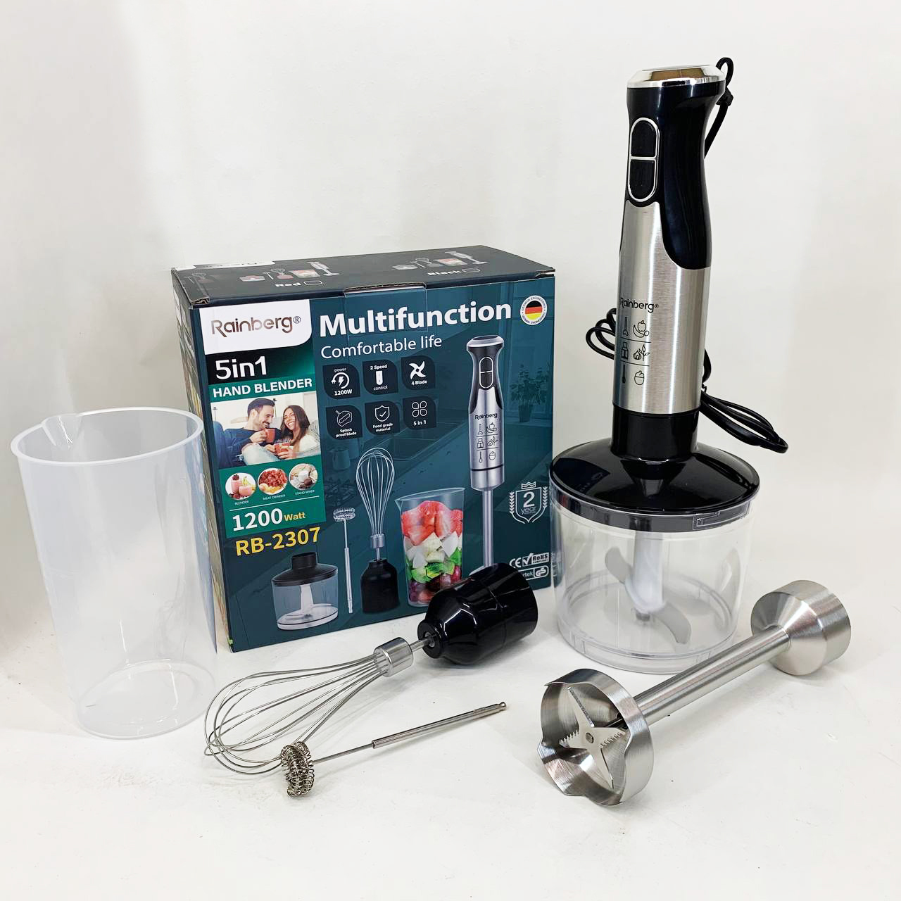 Блендер 5в1 Rainberg RB-2307 багатофункціональний занурювальний та стаціонарний Black Блендер 5в1 Rainberg RB-2307 багатофункціональний занурювальний та стаціонарний Black