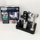 Багатофункціональний блендер 6в1 Rainberg RB-2293 1200 Вт кухонний подрібнювач ручний блендер міксер Black. Зображення №2